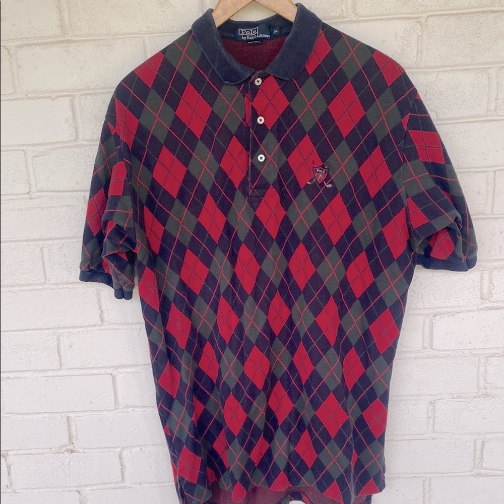 Polo by Ralph Lauren Red and Black Argyle Polo Shirt